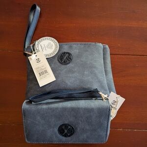 Blue Wristlet Clutch And Wallet Bundle